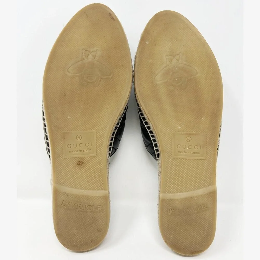 Gucci‎ Marmont Black Espadrille Mules GG Slides Flats Size 37